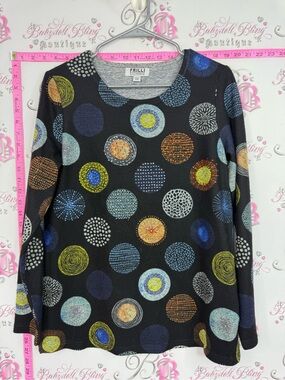 FRILLI EXCHANGE shirt Black Long-Sleeve Dot-Pattern Tee